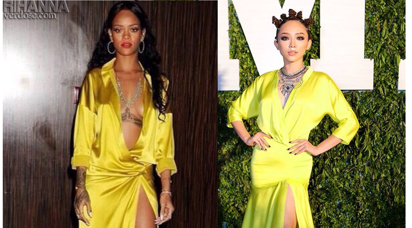 Toc Tien vuong nghi an dien vay sao chep tu Rihanna hinh anh