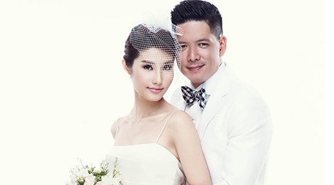 Diem My 9X dien vay cuoi trang dep doi ben Binh Minh hinh anh