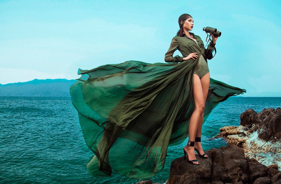 Minh Trieu quyen ru voi trang phuc mau xanh hinh anh