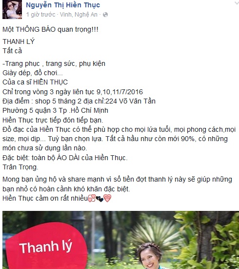 Hiền Thục bán quần áo làm từ thiện ảnh 1 Hien Thuc ban quan ao lam tu thien anh 1