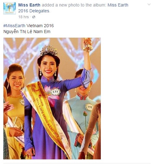 Nam Em thi Hoa hậu Trái đất ảnh 1 Nam Em thi Hoa hau Trai dat anh 1