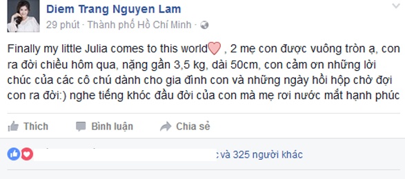 Diễm Trang sinh con đầu lòng ảnh 1 Diem Trang sinh con dau long anh 1