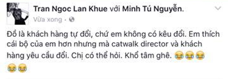 Minh Tú bức xúc vì bị đổi trang phục ảnh 2 Minh Tu buc xuc vi bi doi trang phuc anh 2