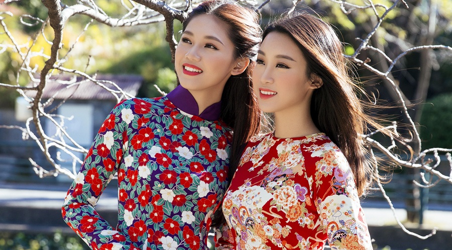 My Linh, Thanh Tu dien ao dai thuot tha tren duong pho Nhat hinh anh