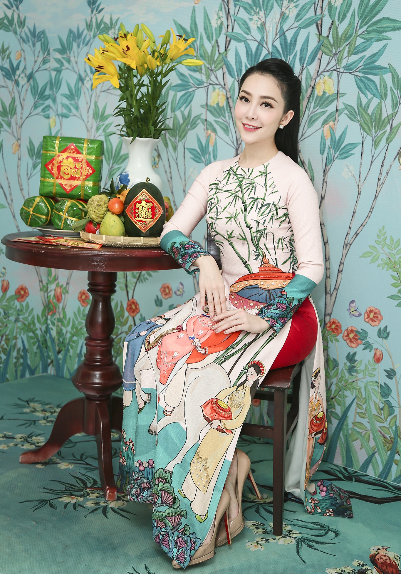 Linh Nga goi y 6 mau ao dai du xuan anh 4