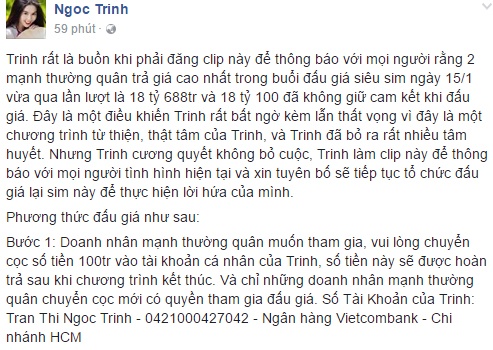 Ngoc Trinh to chuc lai buoi dau gia SIM khung anh 1