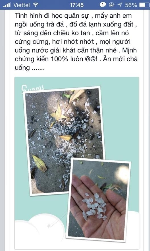 công đồng mạnh chia sẻ hình ảnh loại đá uống xong hắt xuống đất không tan -
