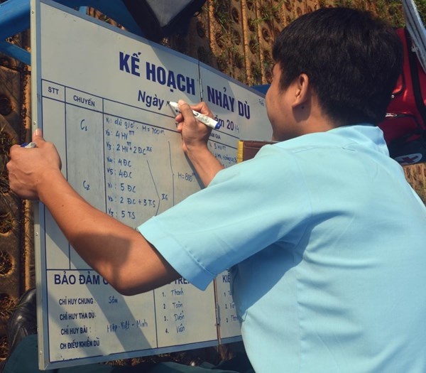 Lên kế hoạch nhảy dù trong buổi luyện tập.nh