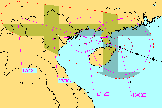 Dự báo của Hải quân Mỹ cũng cho thấy cơn bão Kalmaegi chuẩn bị 