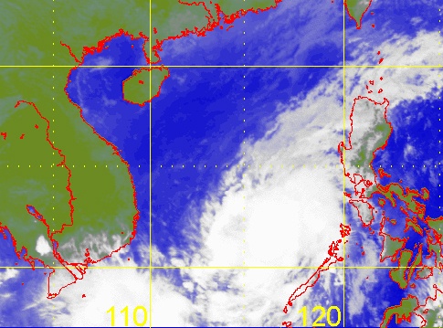 Ảnh mây vệ tinh bão Sinlaku lúc 10h sáng 28/11. Ảnh: HKO.
