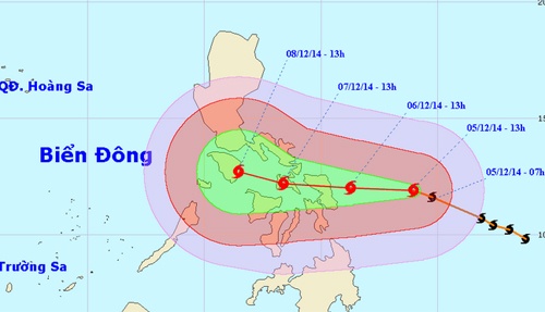 Bão Hagupit nếu vào VN cũng sẽ không còn là siêu bão - ảnh: NHMF
