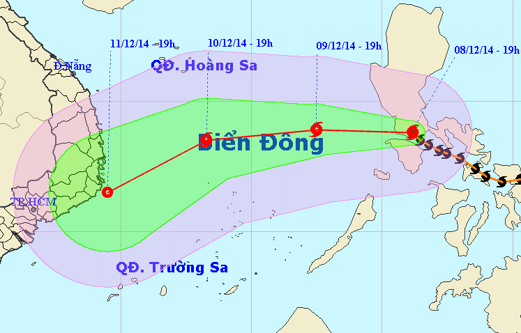 Sáng mai bão Hagupit sẽ vào biển Đông - ảnh: NCHMF