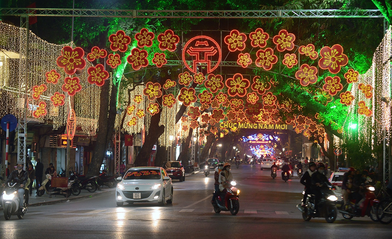 Trieu doa hoa, den mau to diem Ha Noi don Tet hinh anh