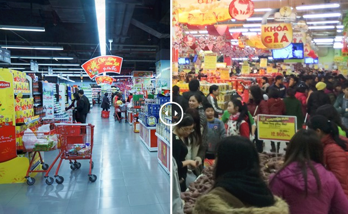 Canh doi lap ngay giap Tet o cac sieu thi Ha Noi hinh anh