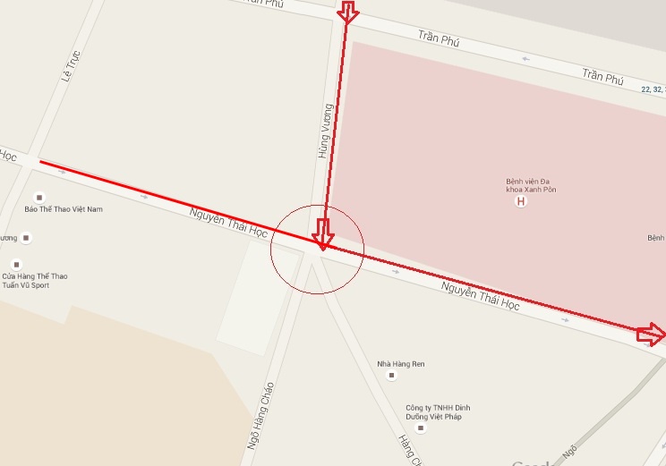 Ngã năm Hùng Vương - Nguyễn Thái Học - Hàng Cháo.