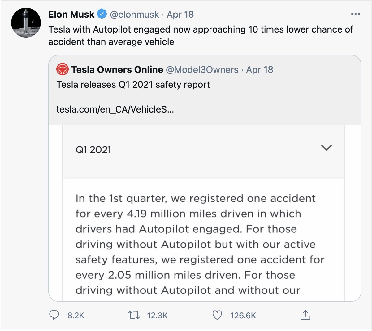 Xe Tesla an toan gap 10 lan oto thong thuong anh 1