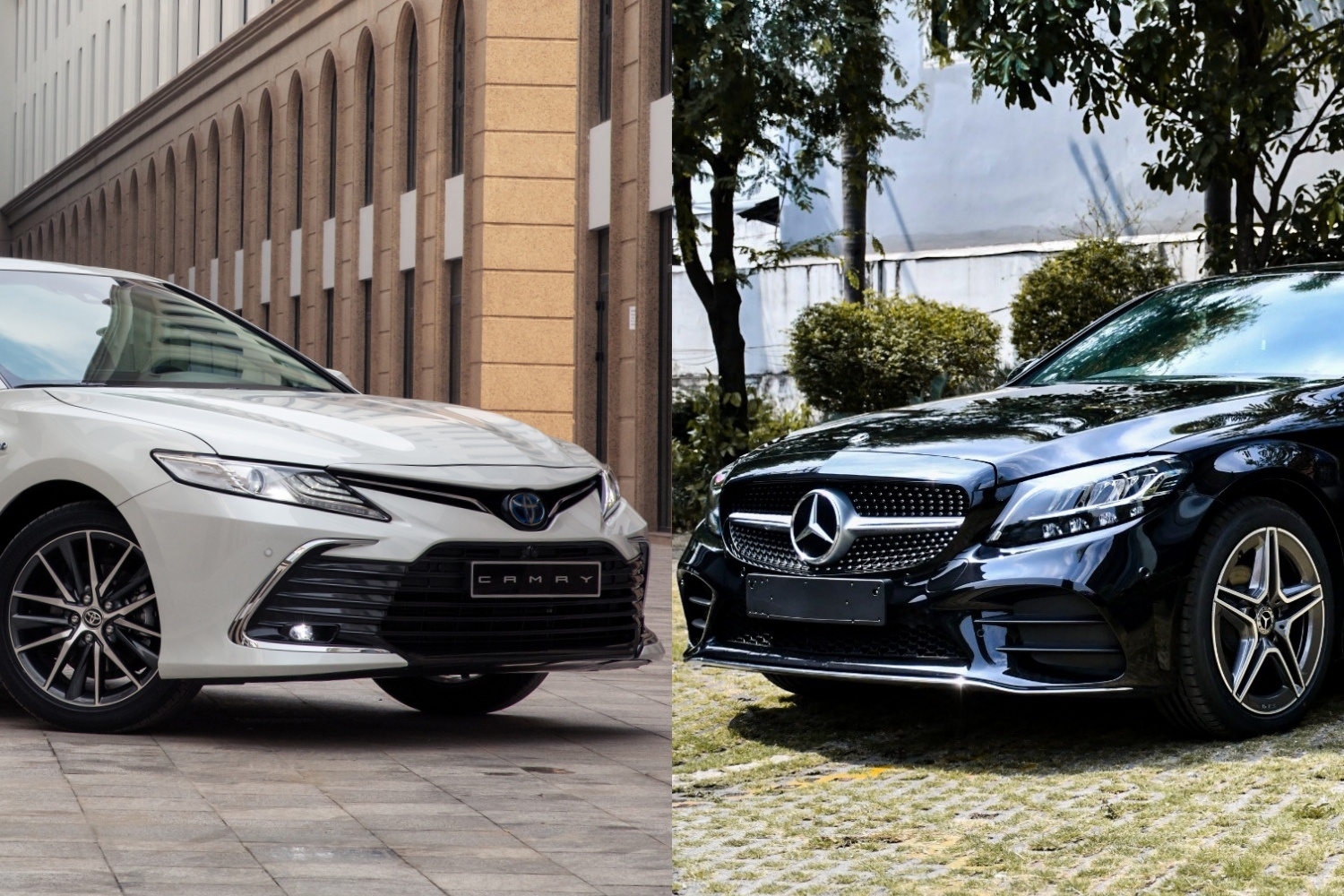 Sedan tam 1,5 ty dong, chon Toyota Camry 2.5HV hay Mercedes C 180 AMG? hinh anh