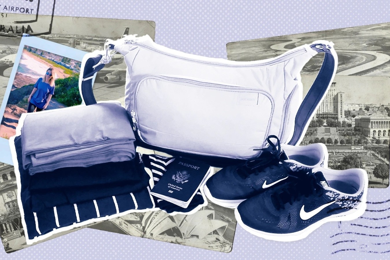 Co gai du lich the gioi voi chiec tui ti hon hinh anh