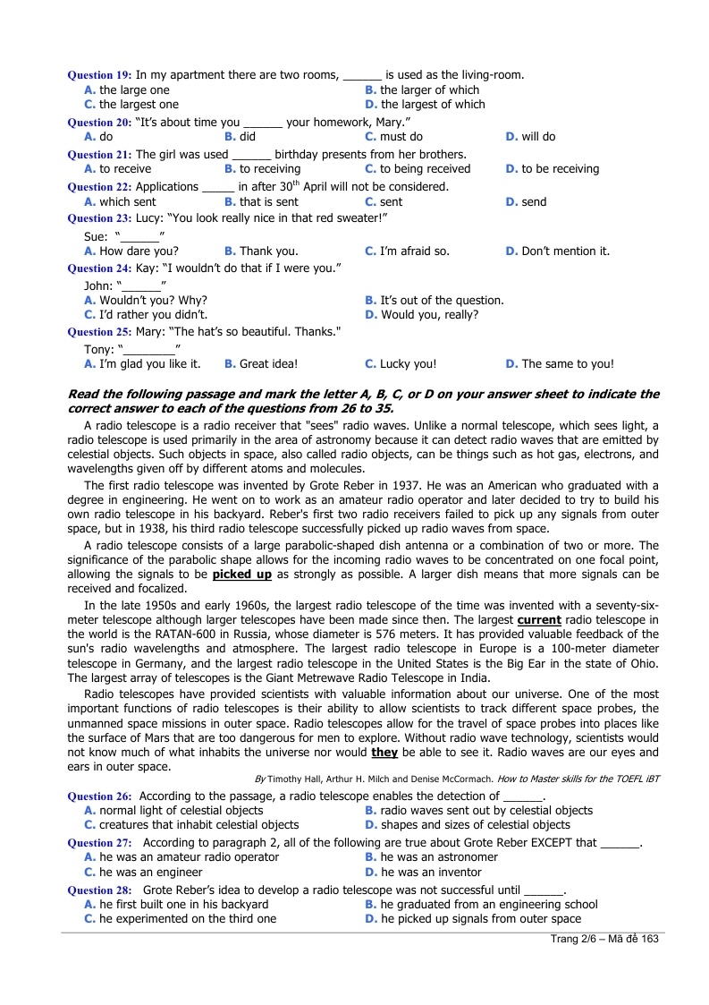 De thi dai hoc mon Anh khoi A1 2014 anh 2