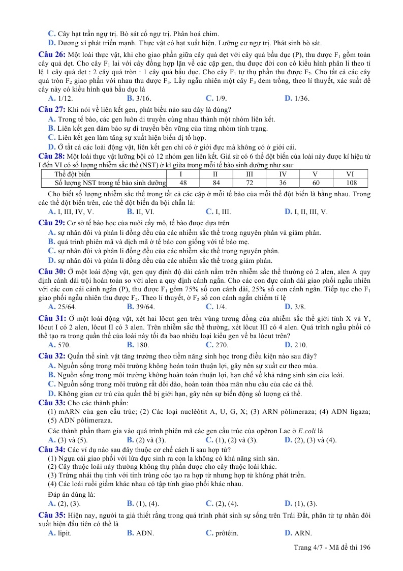 Đề thi đại học môn Sinh khối B 2013 ảnh 4 De thi dai hoc mon Sinh khoi B 2013 anh 4