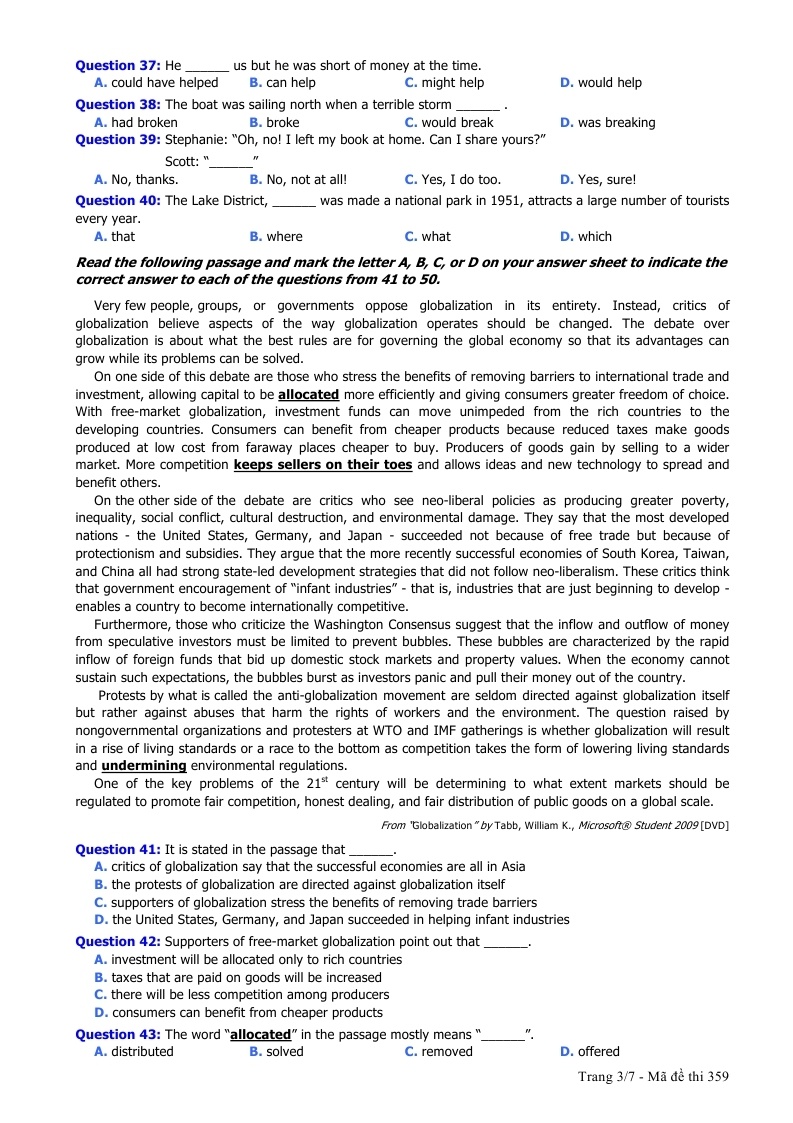 De thi dai hoc mon Anh khoi D 2013 anh 3