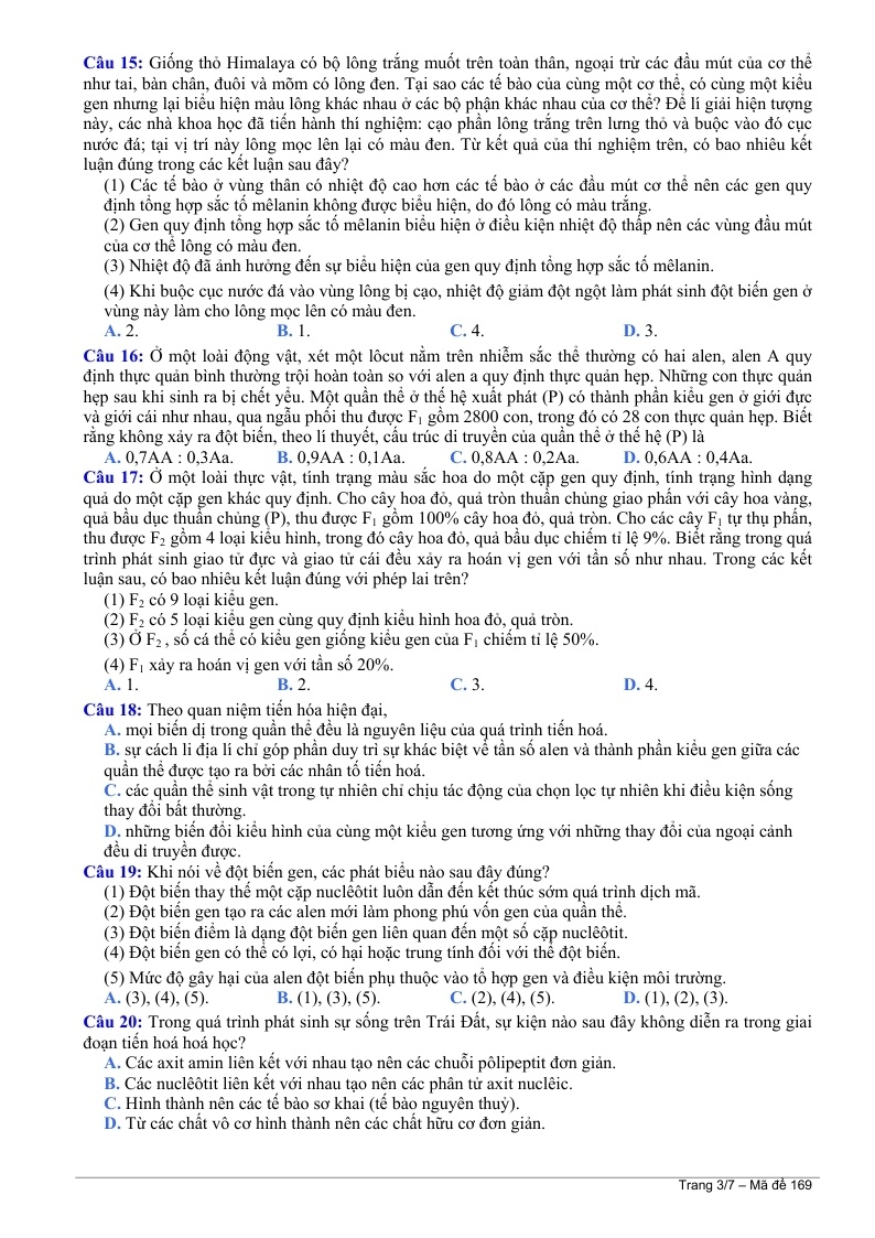 Đề thi đại học môn Sinh khối B 2014 ảnh 3 De thi dai hoc mon Sinh khoi B 2014 anh 3