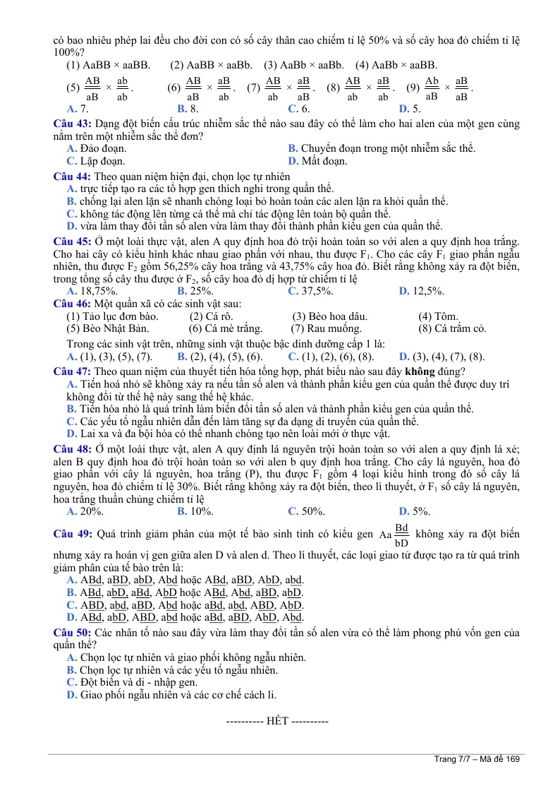 Đề thi đại học môn Sinh khối B 2014 ảnh 7 De thi dai hoc mon Sinh khoi B 2014 anh 7