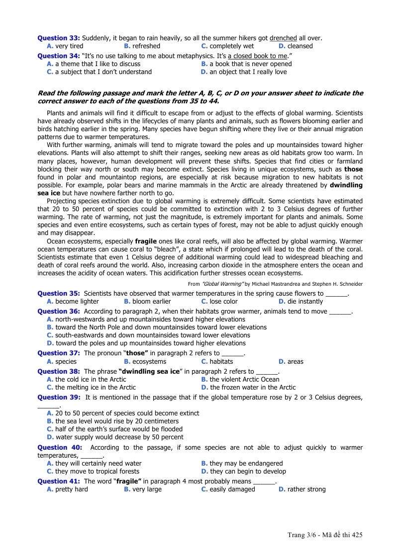 Đề thi THPT Quốc gia môn Anh 2015 ảnh 3 De thi THPT Quoc gia mon Anh 2015 anh 3