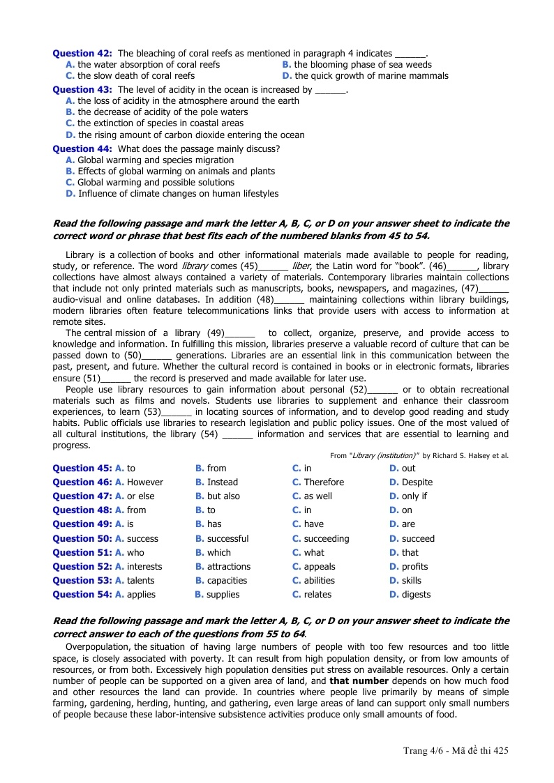 Đề thi THPT Quốc gia môn Anh 2015 ảnh 4 De thi THPT Quoc gia mon Anh 2015 anh 4