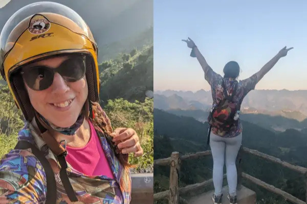 Phuot xe may len Ha Giang, khach Tay 'gap nan' khi om khuc cua hep hinh anh