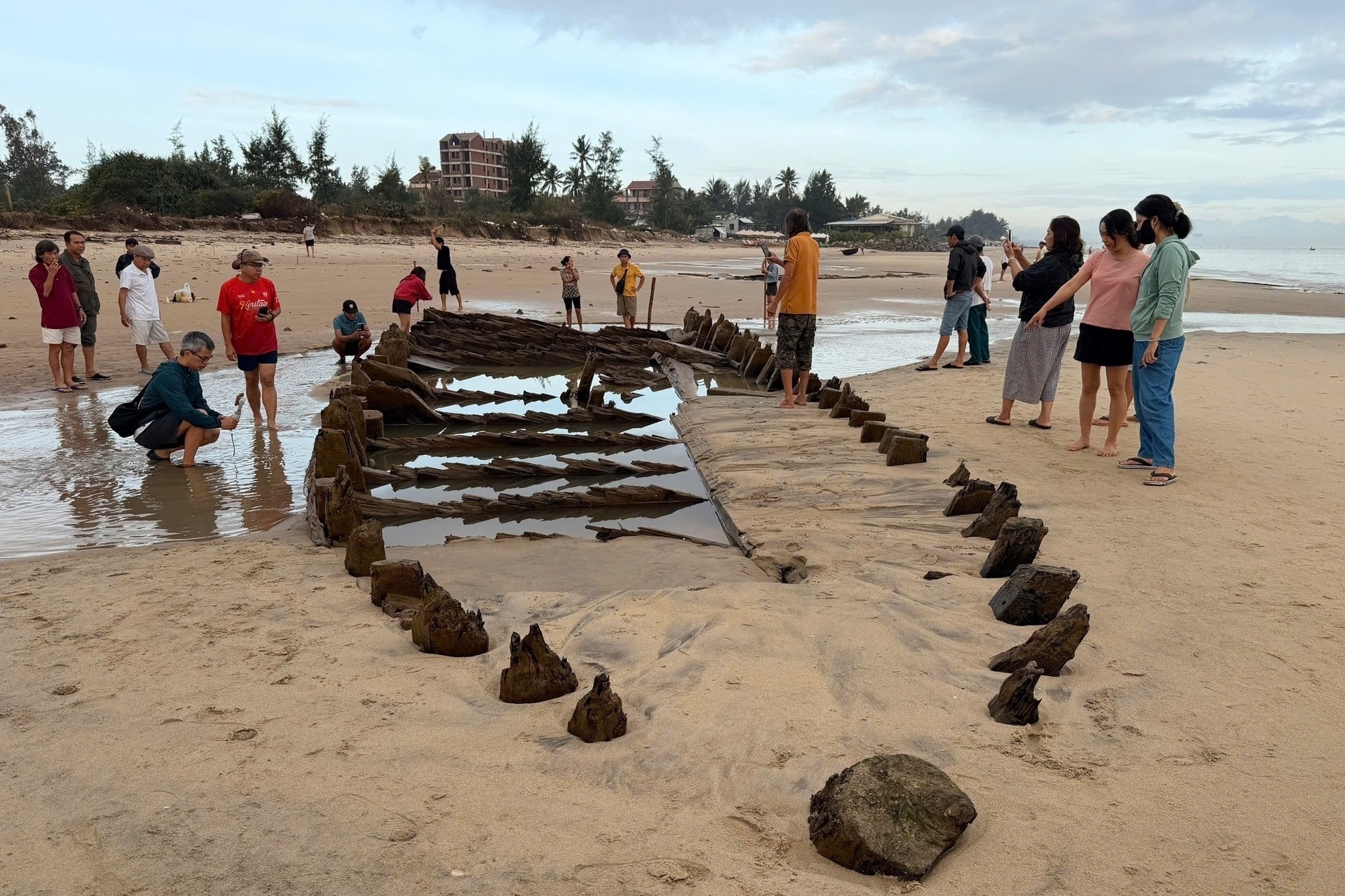 Tinh trang xac tau co sau 5 thang troi len o bai bien Hoi An hinh anh