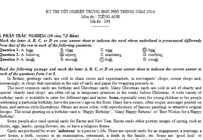 De thi va goi y dap an mon Tieng Anh hinh anh