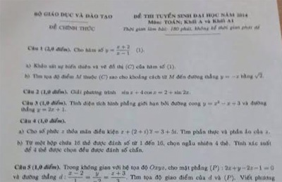 De va goi y dap an mon Toan dai hoc khoi A, A1 hinh anh