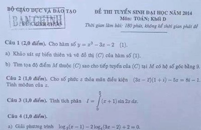 De thi va goi y dap an mon Toan khoi B, D hinh anh