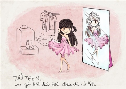 Ở tuổi này, con gái bắt đầu biết làm điệu, biết quan tâm đến vẻ bề ngoài nhiều hơn,