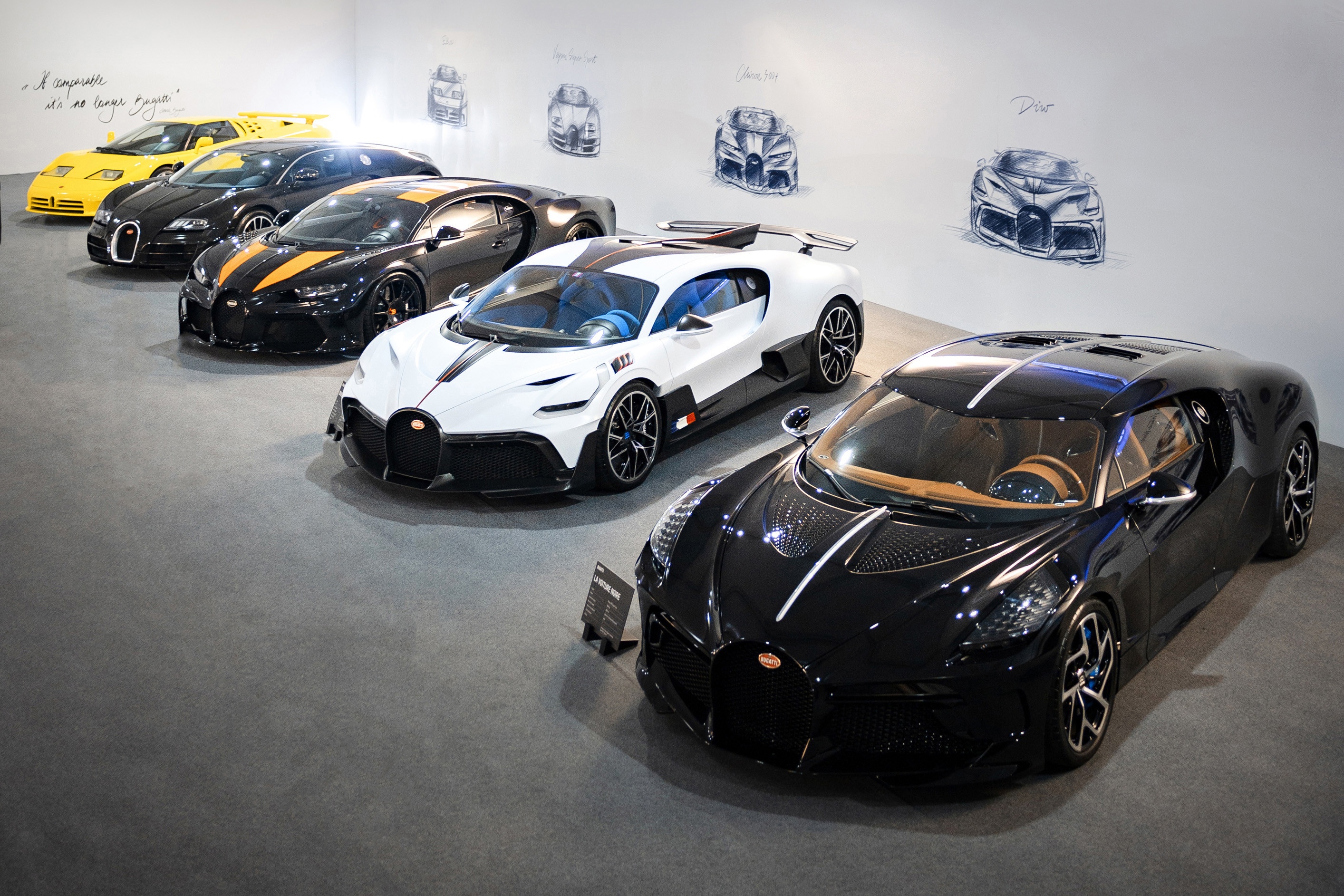 bugatti,  veyron,  chiron,  divo,  bolide,  La Voiture Noire,  Centodieci,  Divo,  Veyron Grand Sport,  Veyron Super Sport,  Chiron Super Sport,  EB110,  EB110 Super Sport,  Type 57SC Atalante,  Type 59 Sports,  Type 101,  Type 55,  Type 35,  Type 13,  Type 1 Prinetti Stucchi,  rimac,  bugatti-rimac anh 2
