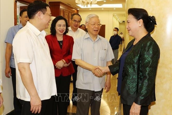Tong bi thu, Chu tich nuoc chu tri buoi lam viec voi Thanh uy Ha Noi hinh anh