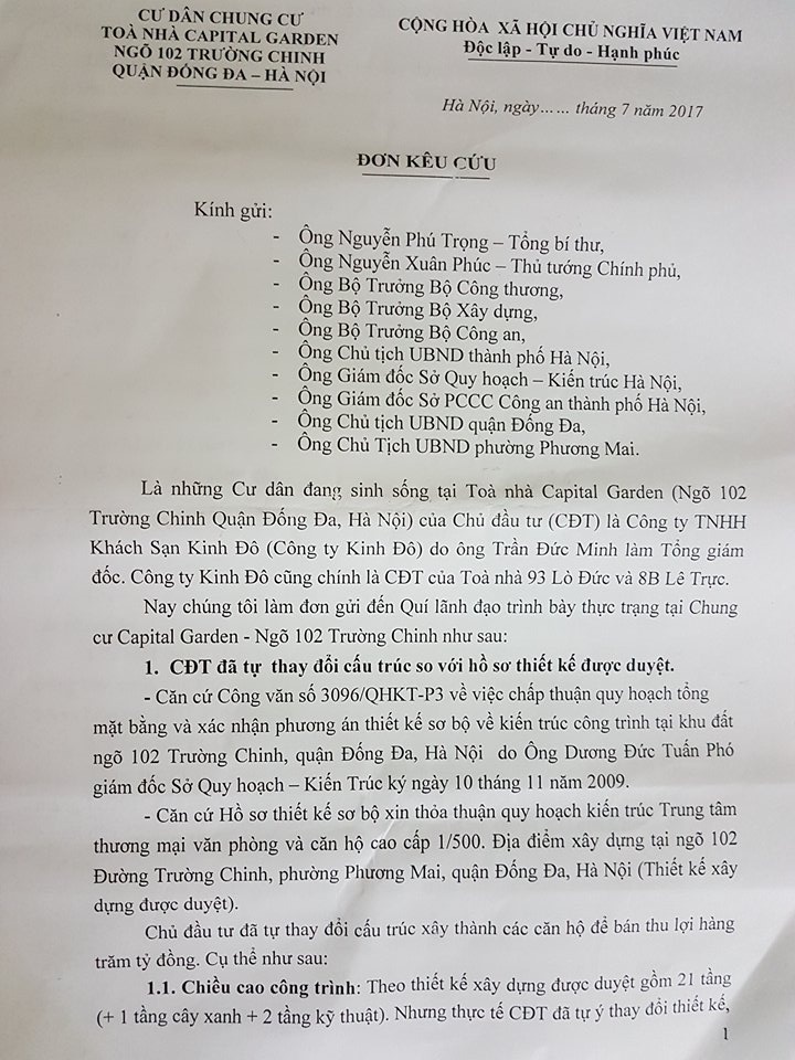 Dân cư Capital Garden phản đối chủ đầu tư ảnh 3 Dan cu Capital Garden phan doi chu dau tu anh 3