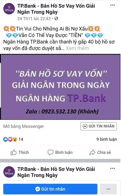 Lừa đảo giả mạo ngân hàng bán hồ sơ vay vốn ảnh 1 Lua dao gia mao ngan hang ban ho so vay von anh 1