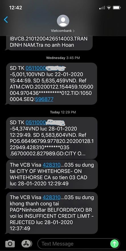 Chu the tin dung Vietcombank bi phat sinh giao dich gia ngay Tet anh 1