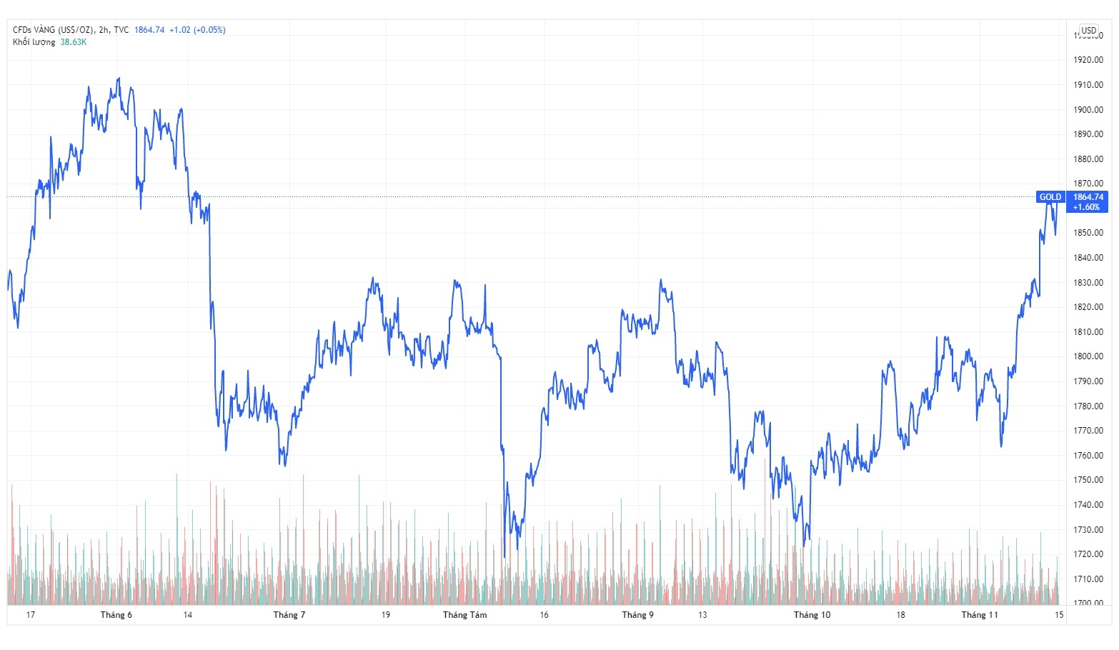 Gia vang tien sat moc 61 trieu dong anh 1