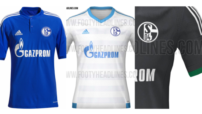 8. Schalke 04 Đội bóng vùng Rhur vẫn giữ nguyên áo đấu sân nhà mùa trước và cho ra mắt 2 mẫu áo sân khác mới, áo sân khách thứ nhất với màu trắng kết hợp với các sọc xanh da trời khỏe khoắn, áo sân khách thứ hai được thiết kế rất ý nghĩa: màu đen với các sọc vai màu trắng và viền xanh lá tượng trưng cho thành phố Gelsenkirchen- quê hương của đội bóng vùng Rhur