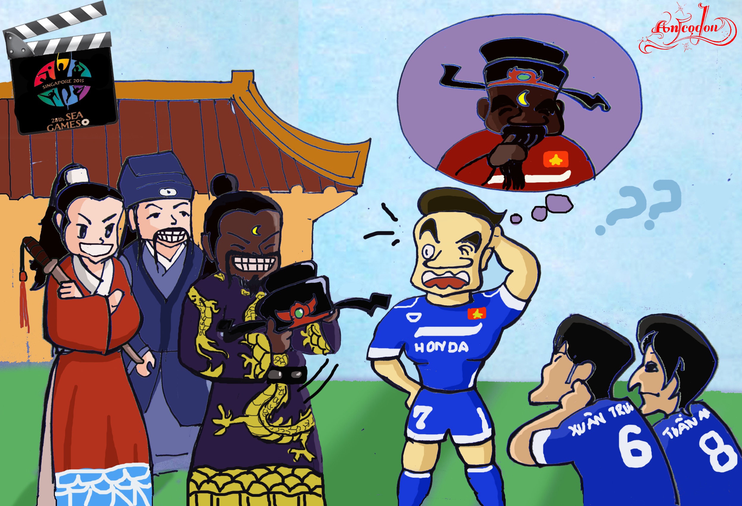 BỨC 2 : Chiến Binh Đen Đủi . Đó có lẽ là trường hợp của Hoàng Thịnh. Khi phải ở nhà trong 2 kỳ seagame 27 và 28   với cùng lý do chấn thương. Thử hình dung xem nếu HT7 được mời đóng phim Tân Bao Thanh Thiên thì có lẽ là vai diễn để đời! Đen đủi quá chừng!