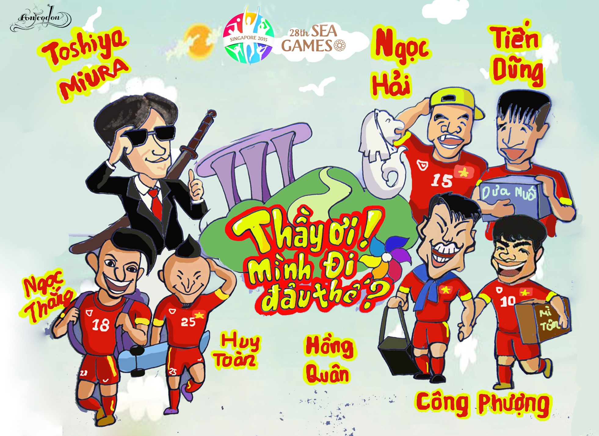 BỨC 3 : Thầy Ơi Mình Đi Đâu Thế ? Tạm quên đi những lo toan , Thầy trò Mirua hồ hởi lên đường trong cuộc hành trình thực tế Săn vàng Seagame. Một Seagame rất nhiều kỳ vọng.