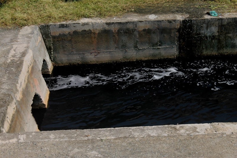 Dòng kênh này được mệnh danh là với nhiều cái tên đầy ô nhiểm như kênh thối, kênh nước đen. Trong ảnh: Dòng nước đen kịt như nhớt xả của kênh Ba Bò.