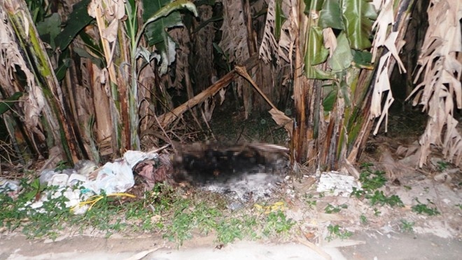 Hiện trường nơi Tú đốt xác chị Nguyệt.