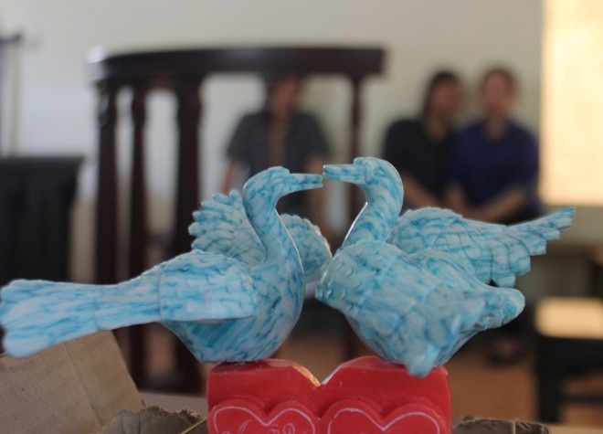 Đôi thiên nga mà bị cáo làm để cầu hôn bạn gái.