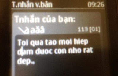 Tin nhắn gửi cho bạn để khoe chiến tích của Thắng.