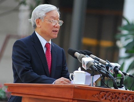 Tổng bí thư phát biểu tại Lễ khánh thành tượng đài Chủ tịch Hồ Chí Minh.