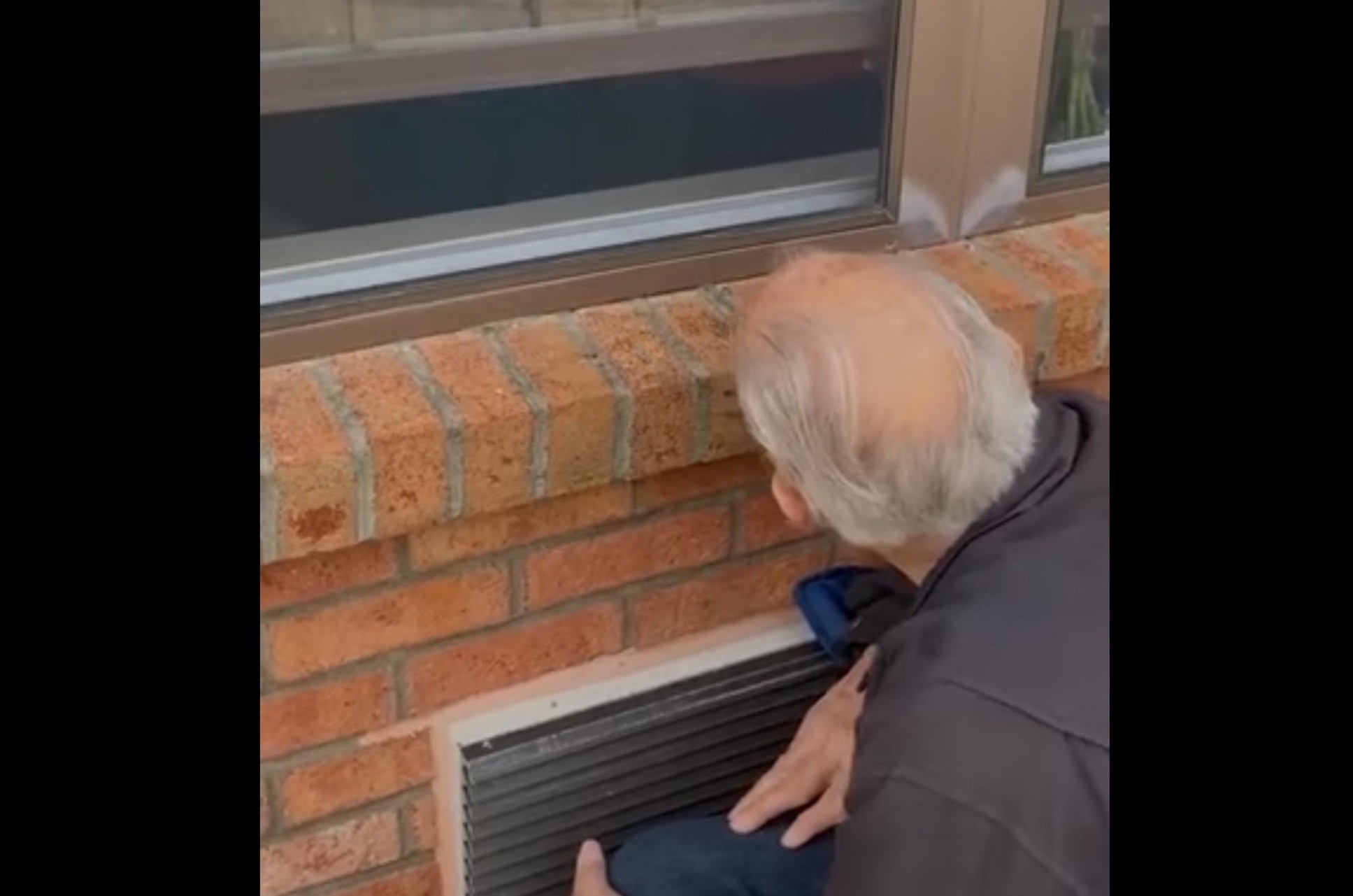 Vo chong gia dong vien nhau qua tam kinh cua so hinh anh